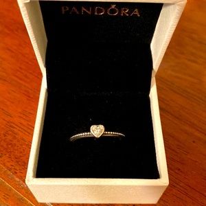 Pandora clear heart beaded ring